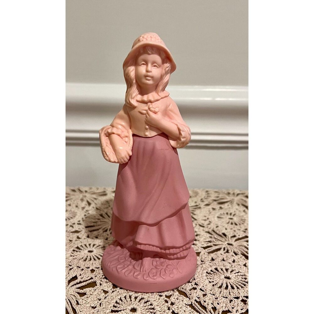 Vintage Avon Pretty Girl Pink Occur Cologne Figurine Empty Bottle Collectible